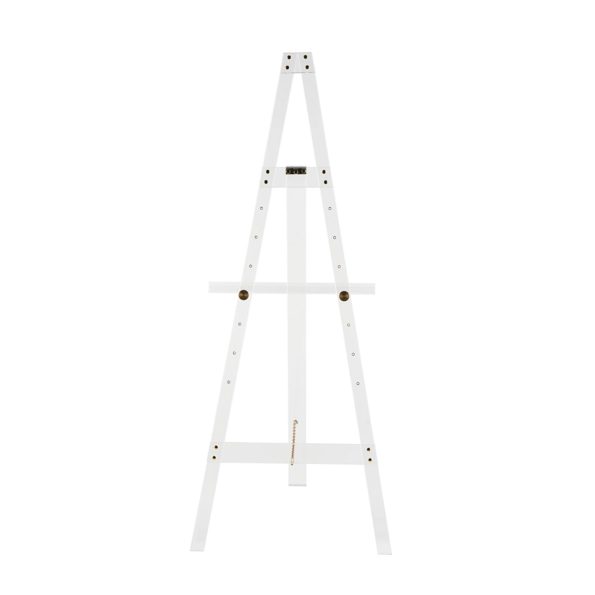 56" Clear Acrylic Plastic Adjustable 7-Tier Display Easel with Gold Metal Hardware & Chain Support